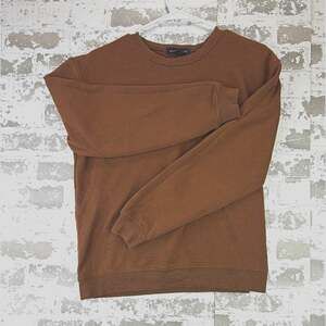 Social Scene Brown Solid Fleece Crew Neck Pullover Sweatshirt Womens XS